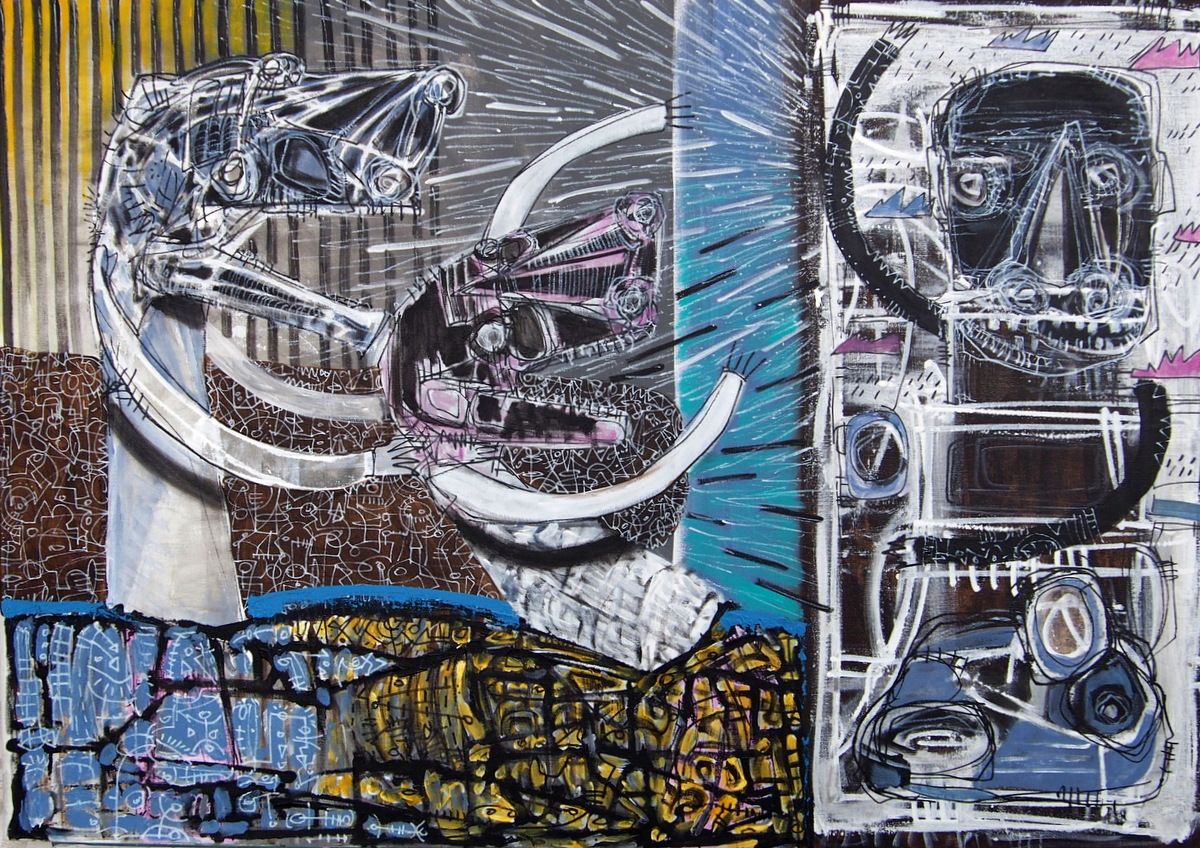 P. Kin - Uzdrowiciele, akryl, płótno 70x100