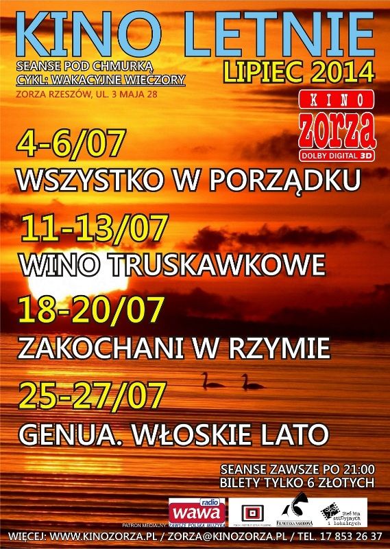 Lipcowe kino letnie w Zorzy. Sprawdź repertuar!