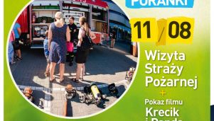 Poranek dla dzieci z wizytą strażaków oraz Krecikiem i Pandą